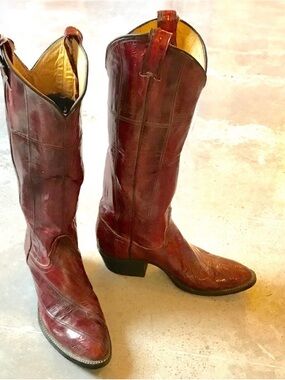 Tony Lama Red Leather Eel Western Boots
